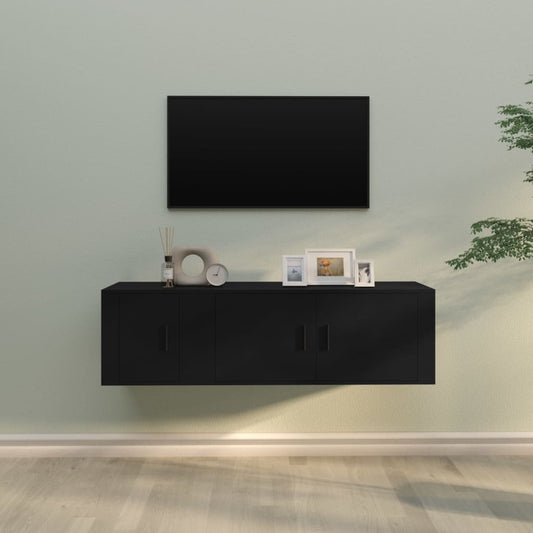 Berkfield 2 Piece TV Cabinet Set Black Engineered Wood