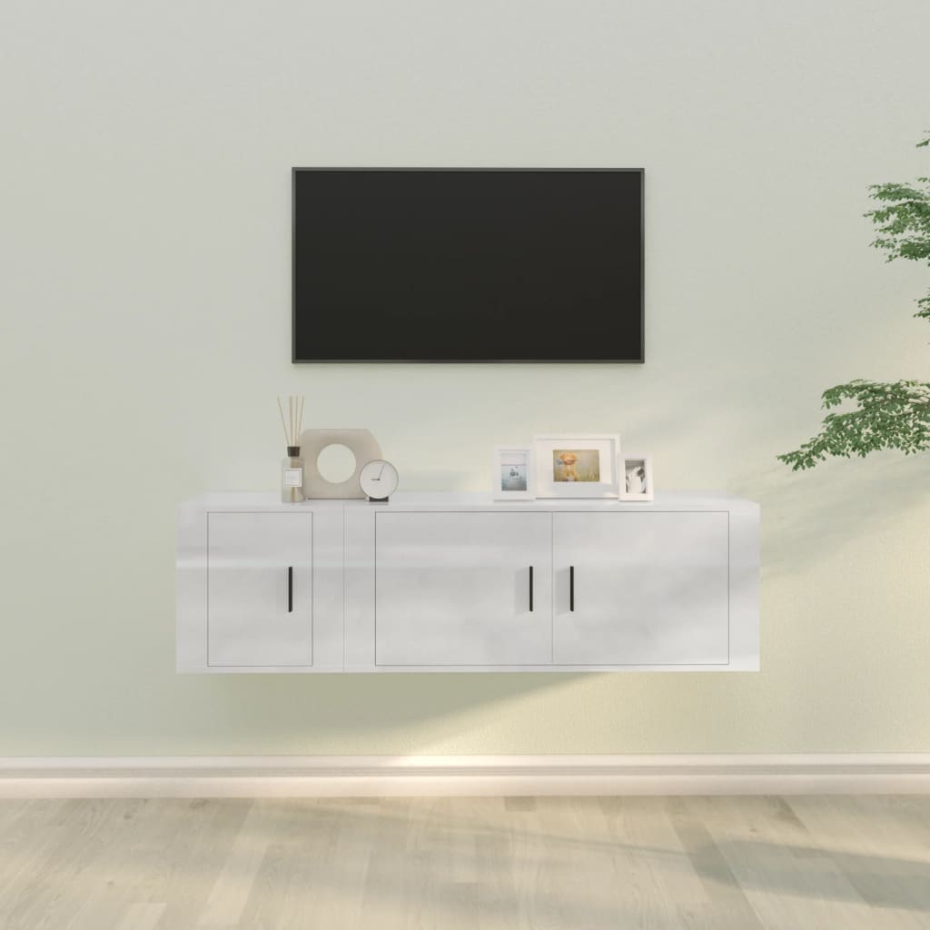Berkfield 2 Piece TV Cabinet Set High Gloss White Engineered Wood
