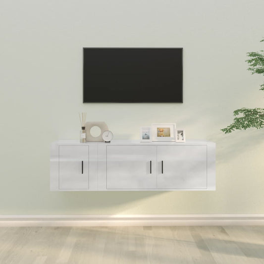 Berkfield 2 Piece TV Cabinet Set High Gloss White Engineered Wood