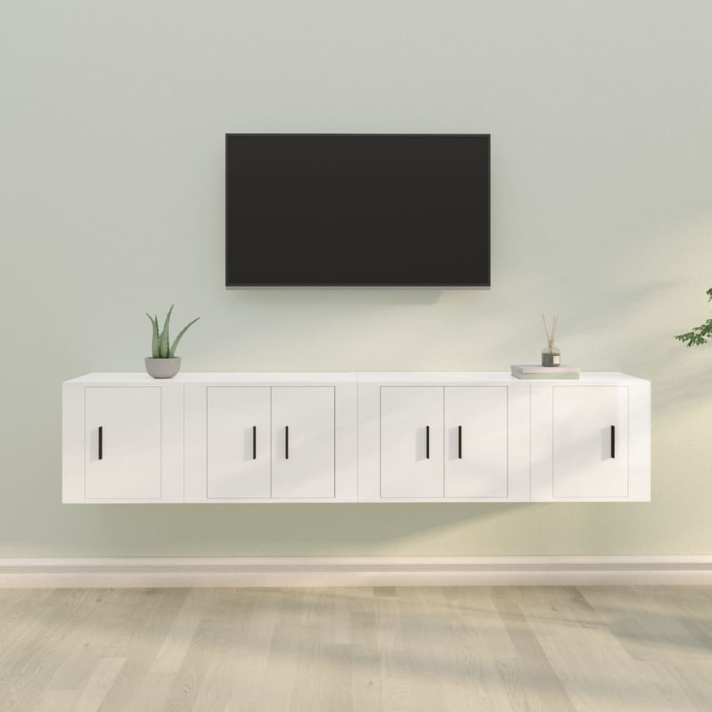 Berkfield 4 Piece TV Cabinet Set High Gloss White Engineered Wood