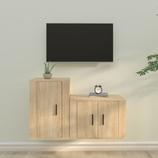 Berkfield 2 Piece TV Cabinet Set Sonoma Oak Engineered Wood