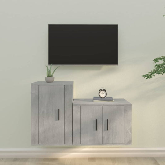 Berkfield 2 Piece TV Cabinet Set Concrete Grey Engineered Wood