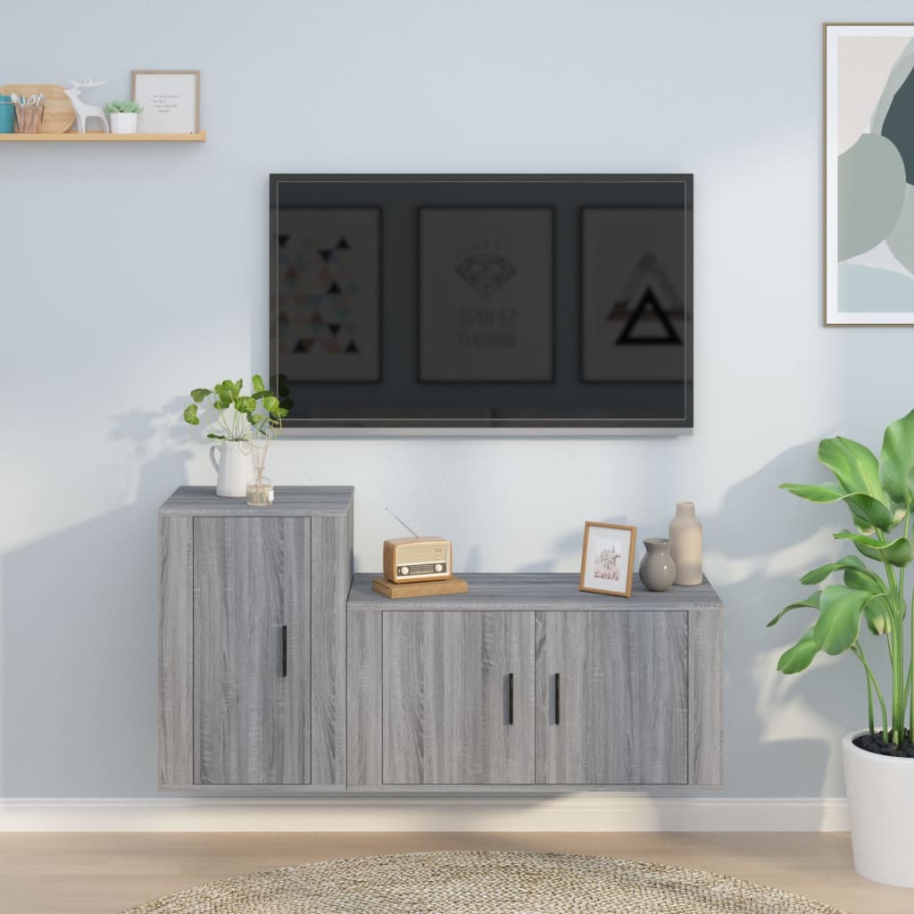 Berkfield 2 Piece TV Cabinet Set Grey Sonoma Engineered Wood
