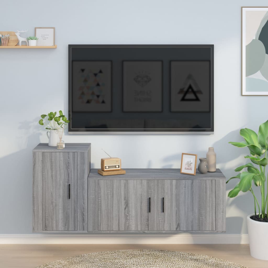 Berkfield 2 Piece TV Cabinet Set Grey Sonoma Engineered Wood