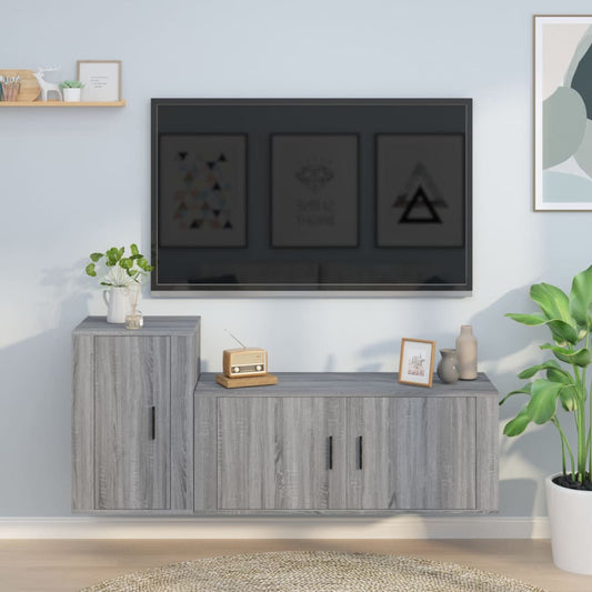 Berkfield 2 Piece TV Cabinet Set Grey Sonoma Engineered Wood