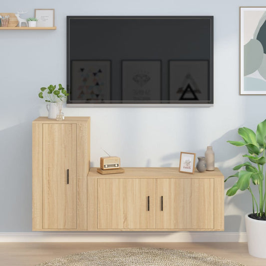 Berkfield 2 Piece TV Cabinet Set Sonoma Oak Engineered Wood
