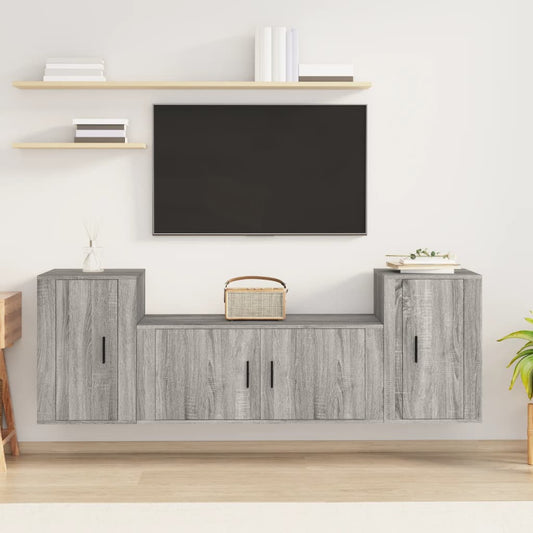 Berkfield 3 Piece TV Cabinet Set Grey Sonoma Engineered Wood