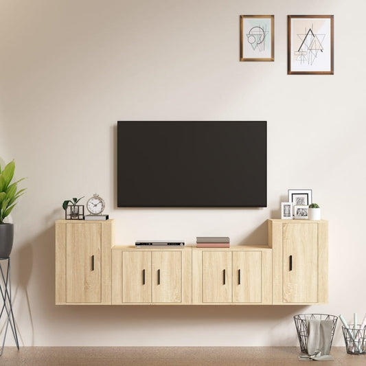 Berkfield 4 Piece TV Cabinet Set Sonoma Oak Engineered Wood