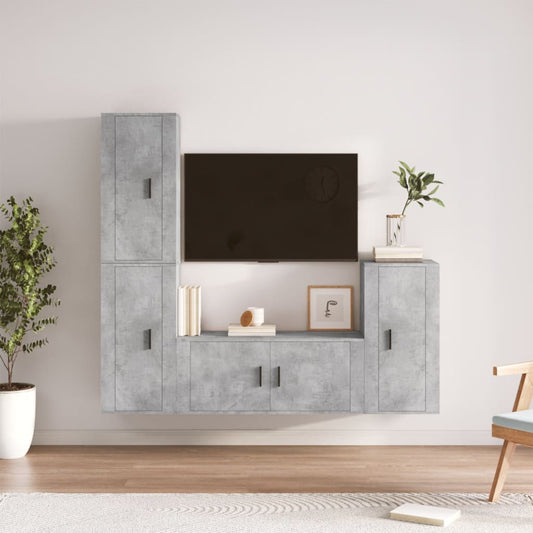 Berkfield 4 Piece TV Cabinet Set Concrete Grey Engineered Wood