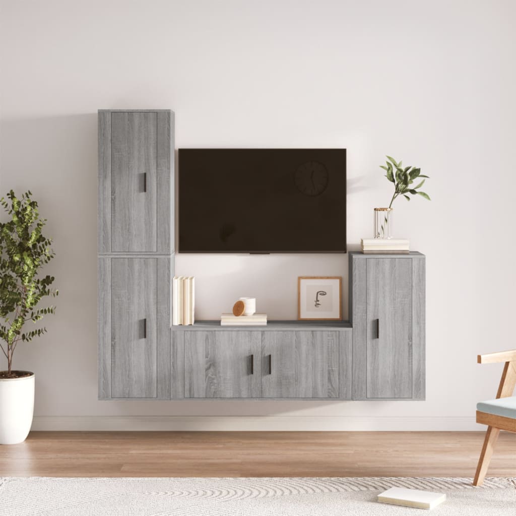 Berkfield 4 Piece TV Cabinet Set Grey Sonoma Engineered Wood