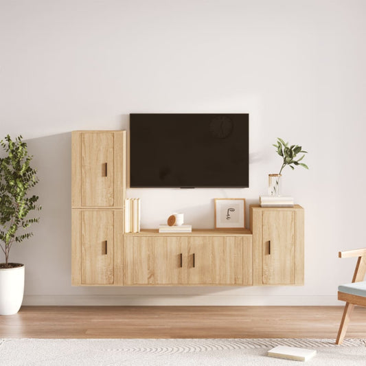 Berkfield 4 Piece TV Cabinet Set Sonoma Oak Engineered Wood