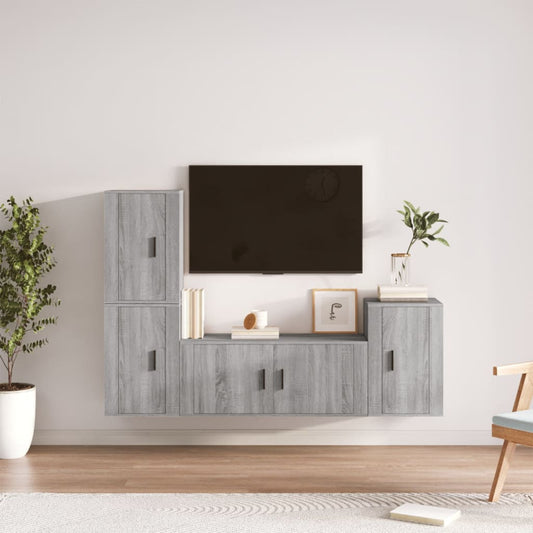 Berkfield 4 Piece TV Cabinet Set Grey Sonoma Engineered Wood