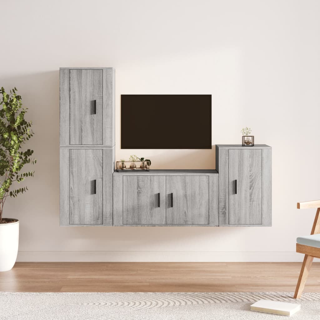 Berkfield 4 Piece TV Cabinet Set Grey Sonoma Engineered Wood