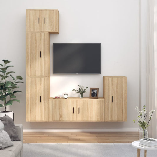 Berkfield 5 Piece TV Cabinet Set Sonoma Oak Engineered Wood
