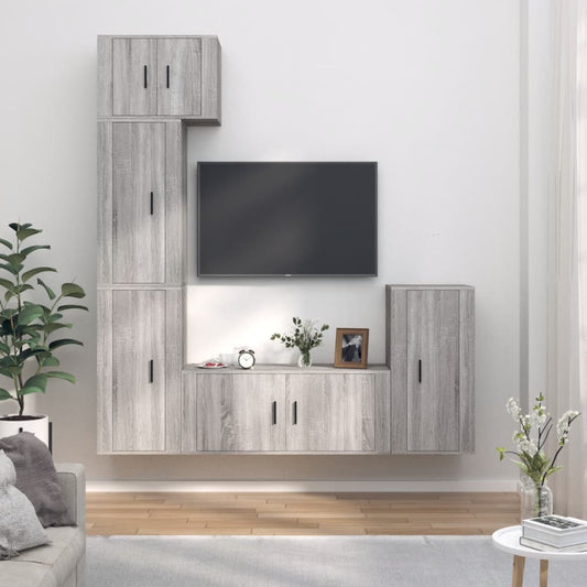 Berkfield 5 Piece TV Cabinet Set Grey Sonoma Engineered Wood
