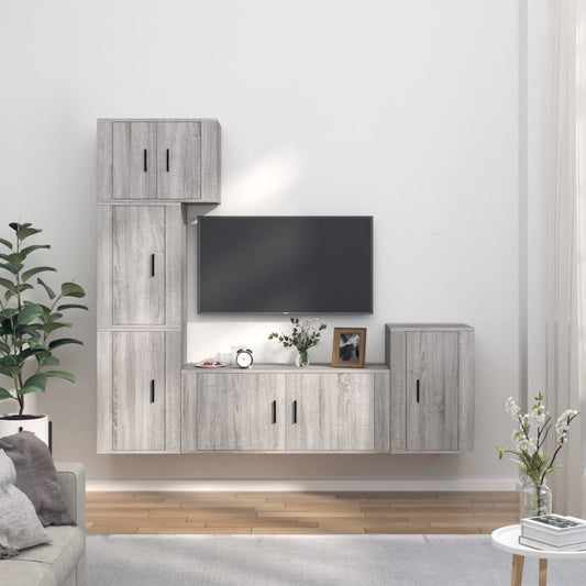Berkfield 5 Piece TV Cabinet Set Grey Sonoma Engineered Wood
