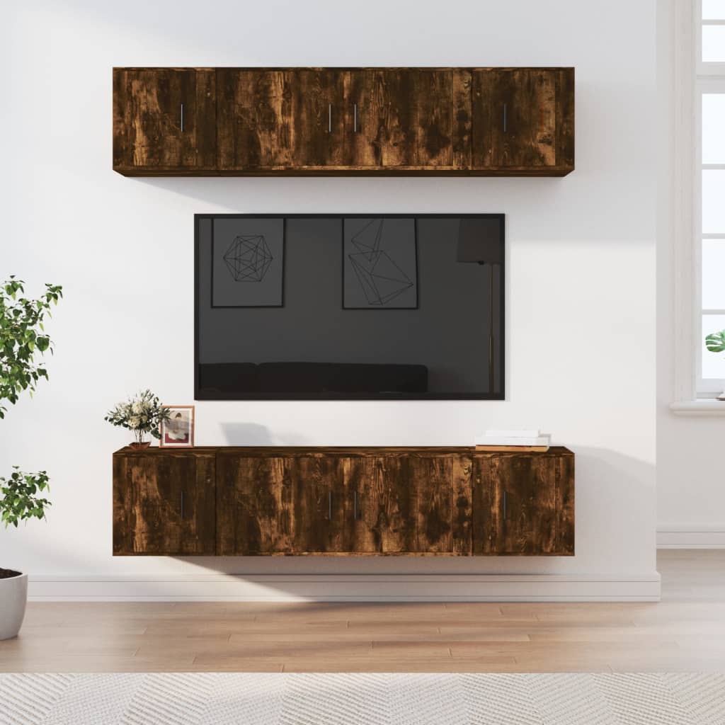 Berkfield 6 Piece TV Cabinet Set Smoked Oak Engineered Wood