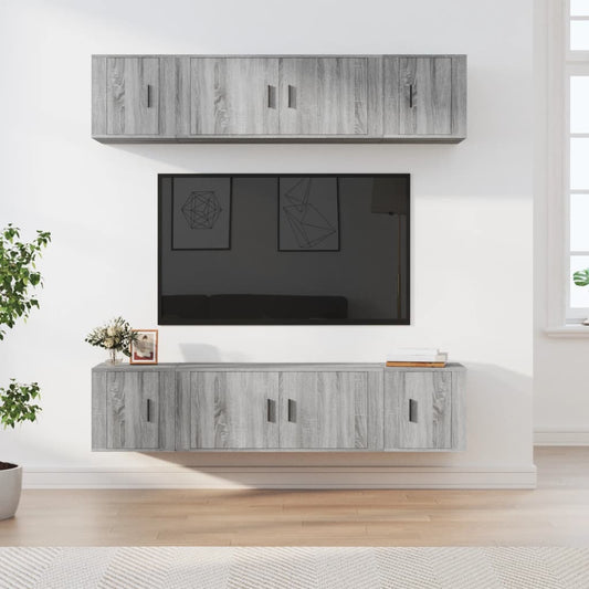 Berkfield 6 Piece TV Cabinet Set Grey Sonoma Engineered Wood