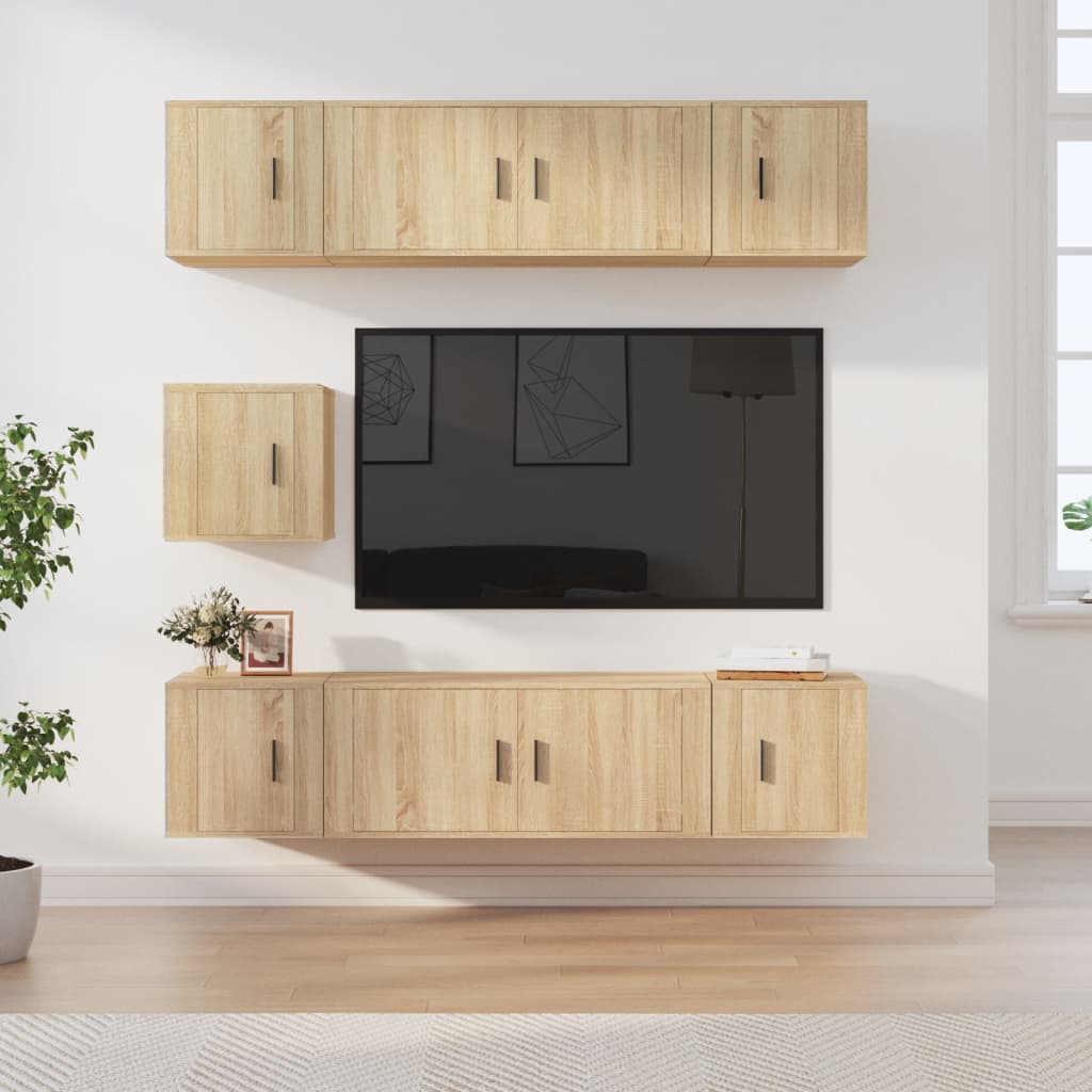 Berkfield 7 Piece TV Cabinet Set Sonoma Oak Engineered Wood