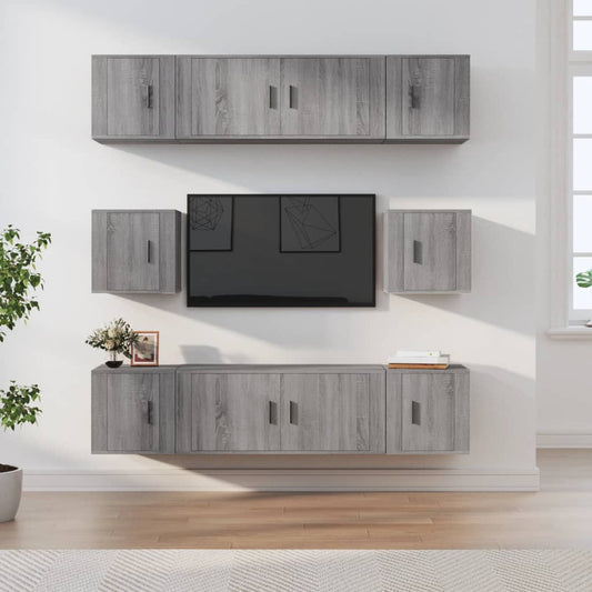 Berkfield 8 Piece TV Cabinet Set Grey Sonoma Engineered Wood