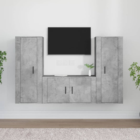 Berkfield 3 Piece TV Cabinet Set Concrete Grey Engineered Wood
