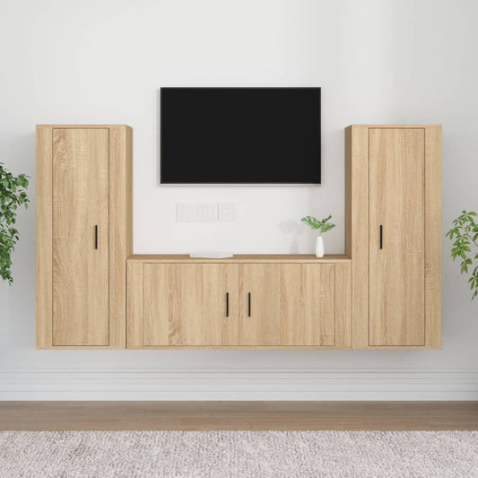 Berkfield 3 Piece TV Cabinet Set Sonoma Oak Engineered Wood