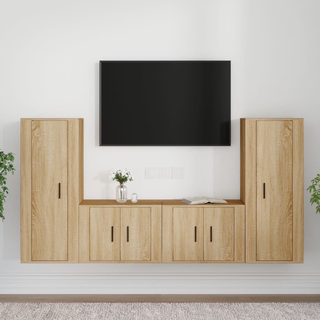 Berkfield 4 Piece TV Cabinet Set Sonoma Oak Engineered Wood