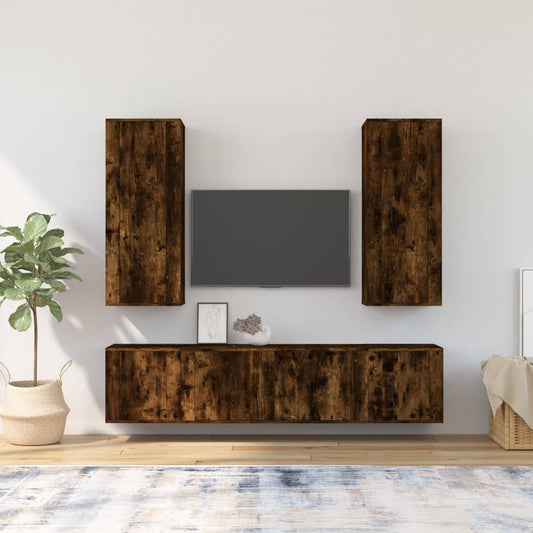 Berkfield 5 Piece TV Cabinet Set Smoked Oak Engineered Wood
