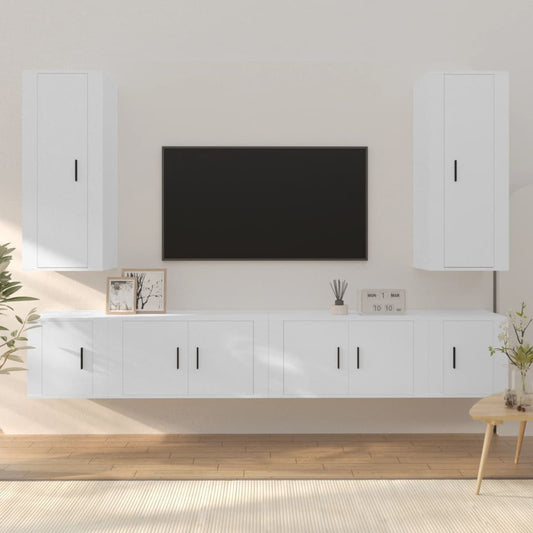 Berkfield 6 Piece TV Cabinet Set White Engineered Wood