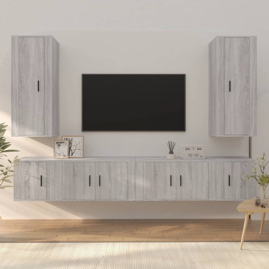 Berkfield 6 Piece TV Cabinet Set Grey Sonoma Engineered Wood