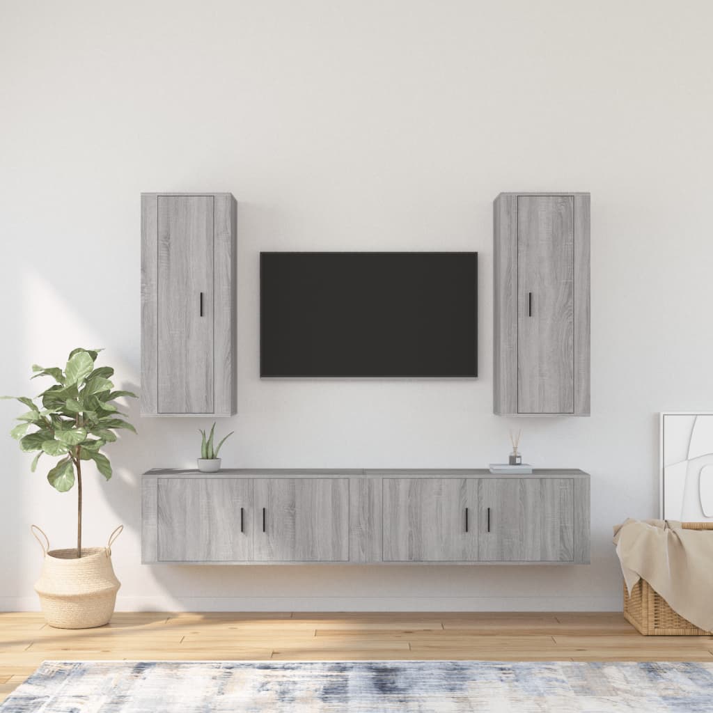 Berkfield 4 Piece TV Cabinet Set Grey Sonoma Engineered Wood