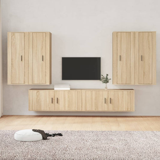 Berkfield 6 Piece TV Cabinet Set Sonoma Oak Engineered Wood