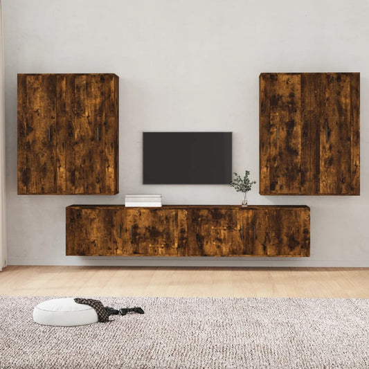 Berkfield 6 Piece TV Cabinet Set Smoked Oak Engineered Wood