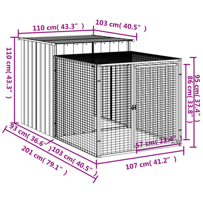 Berkfield Chicken Cage with Run Anthracite 110x201x110 cm Galvanised Steel