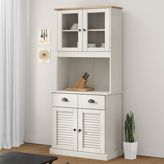 Berkfield Highboard VIGO White 78x40x175 cm Solid Wood Pine