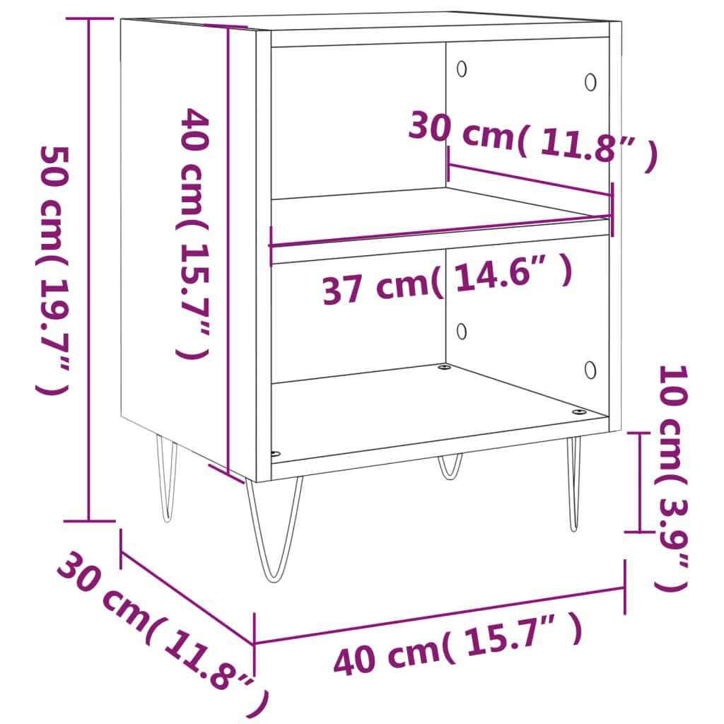 Berkfield Bedside Cabinet Concrete Grey 40x30x50 cm Engineered Wood
