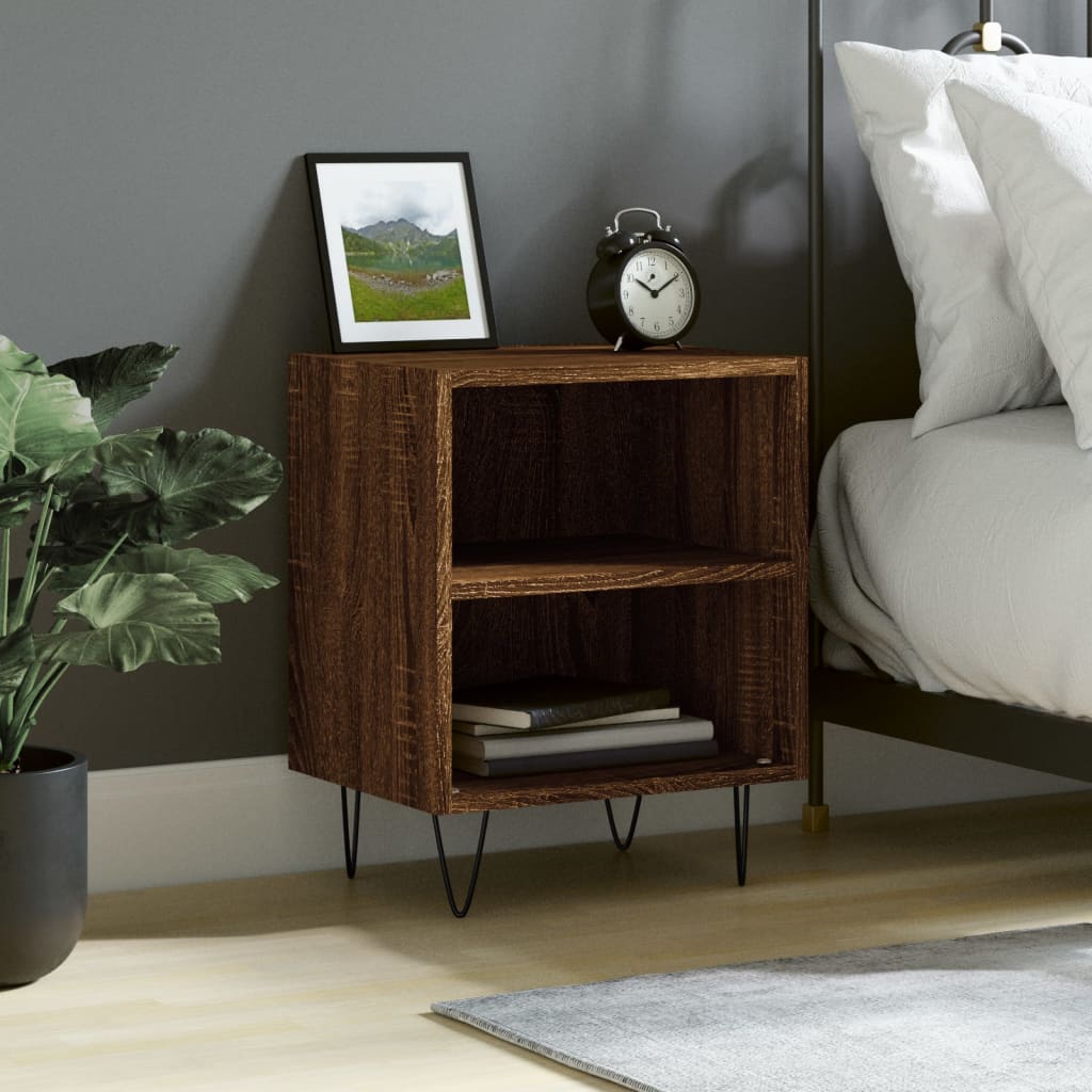 Berkfield Bedside Cabinet Brown Oak 40x30x50 cm Engineered Wood