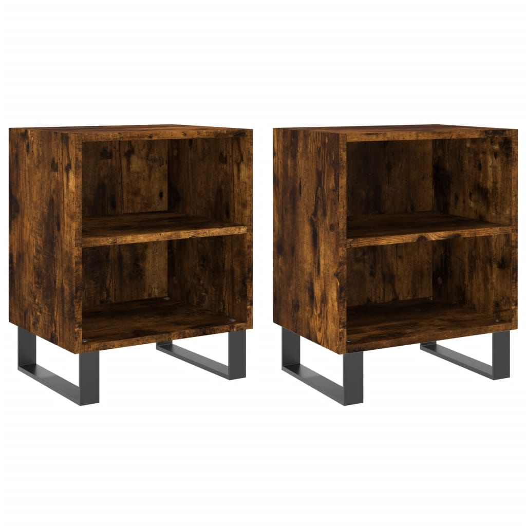 Berkfield Bedside Cabinets 2 pcs Smoked Oak 40x30x50 cm Engineered Wood