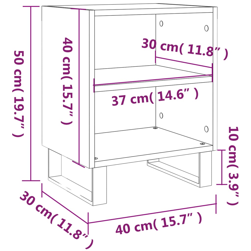Berkfield Bedside Cabinets 2 pcs Smoked Oak 40x30x50 cm Engineered Wood