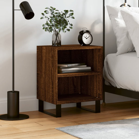 Berkfield Bedside Cabinet Brown Oak 40x30x50 cm Engineered Wood