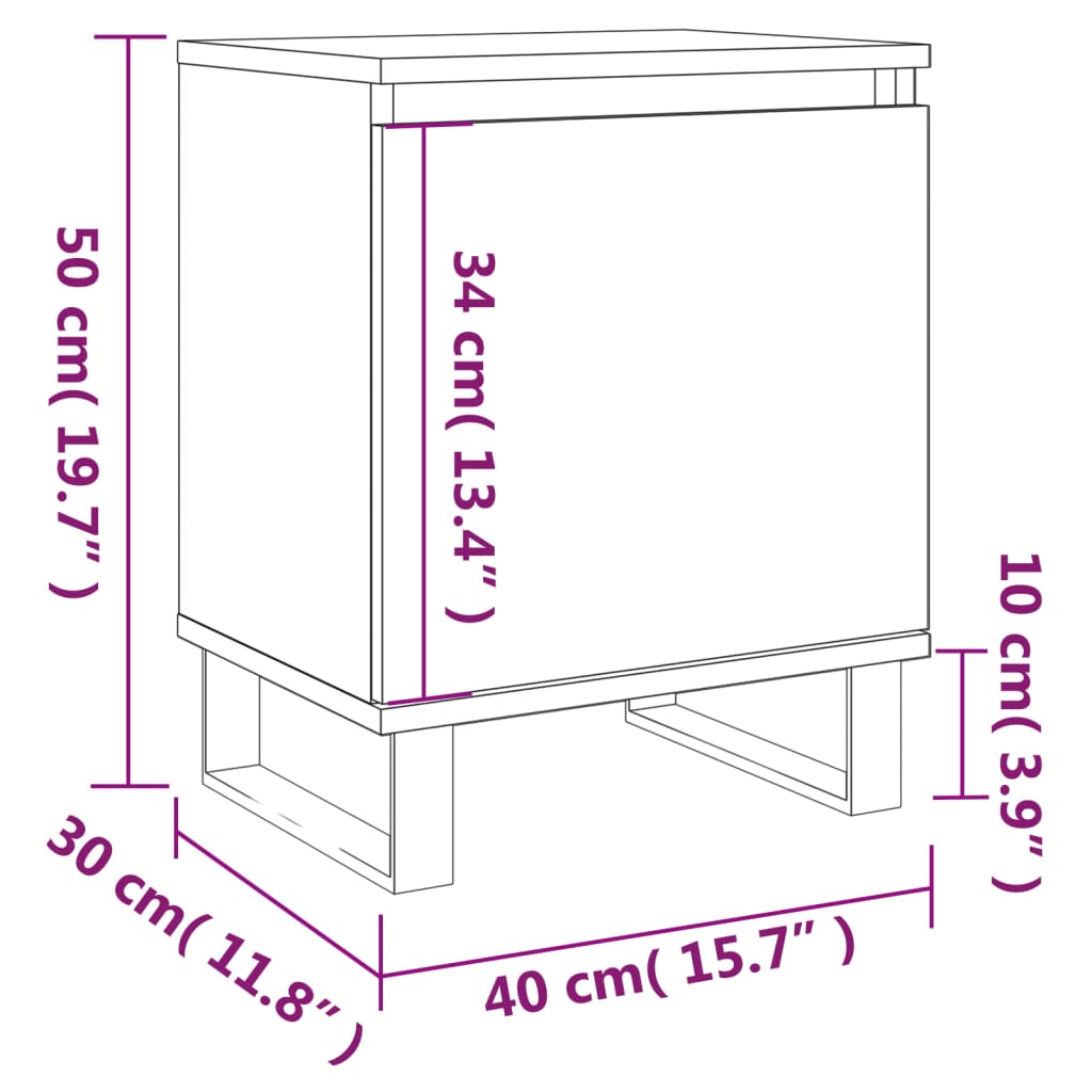 Berkfield Bedside Cabinet Brown Oak 40x30x50 cm Engineered Wood