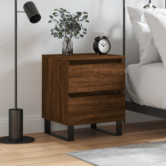 Berkfield Bedside Cabinet Brown Oak 40x35x50 cm Engineered Wood