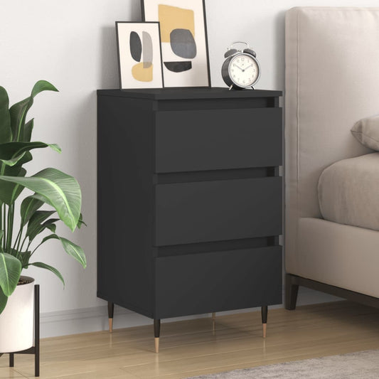 Berkfield Bedside Cabinet Black 40x35x69 cm Engineered Wood