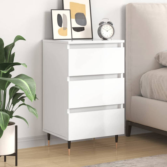 Berkfield Bedside Cabinet High Gloss White 40x35x69 cm Engineered Wood