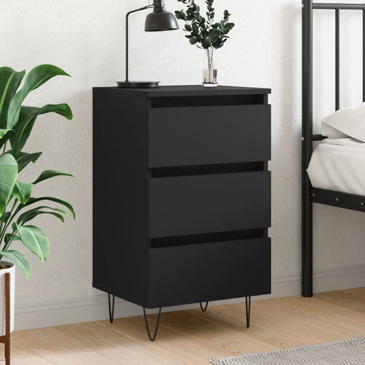 Berkfield Bedside Cabinet Black 40x35x69 cm Engineered Wood