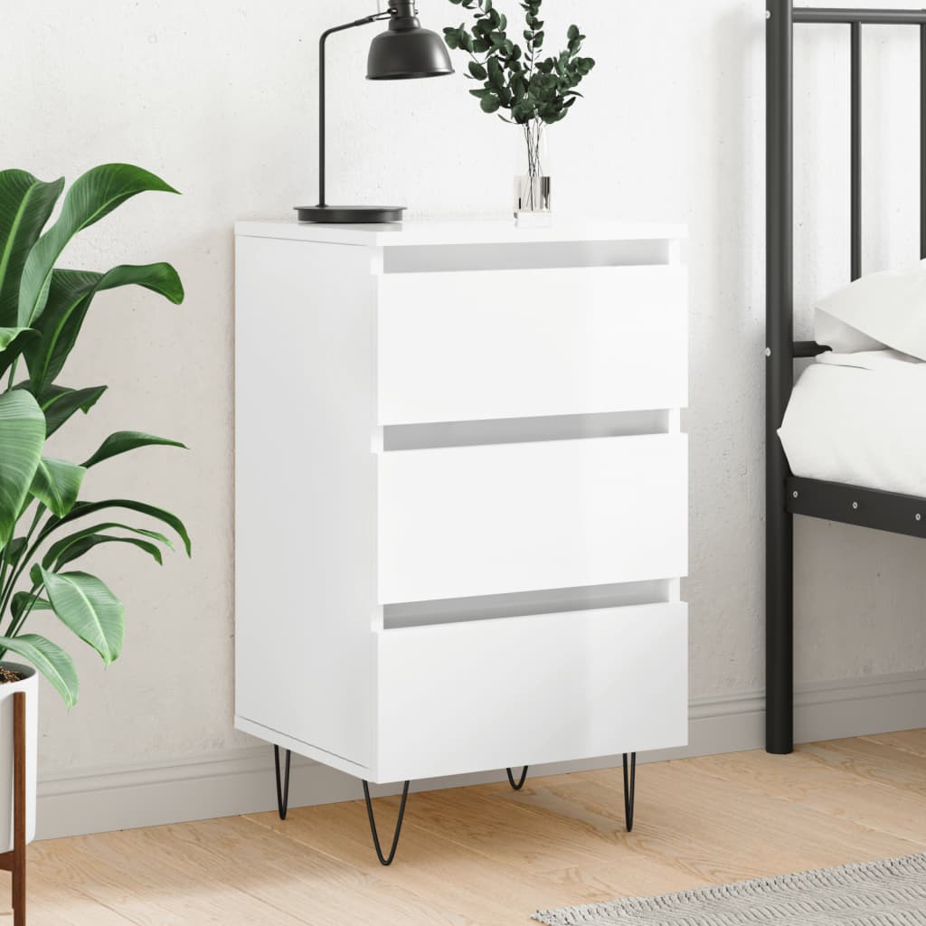 Berkfield Bedside Cabinet High Gloss White 40x35x69 cm Engineered Wood