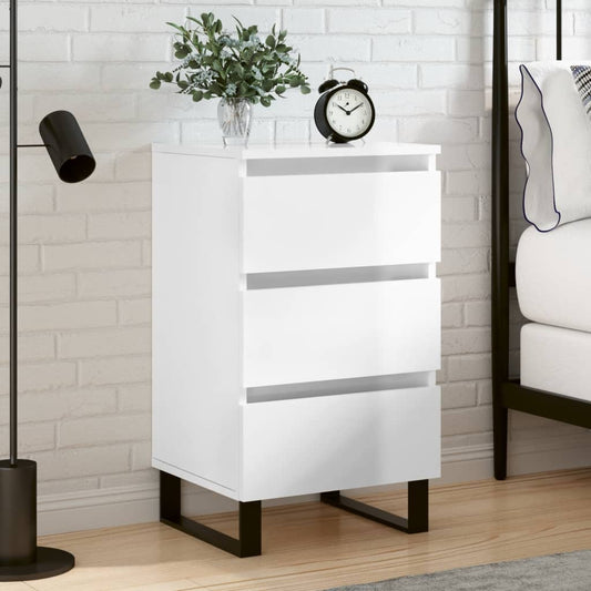 Berkfield Bedside Cabinet High Gloss White 40x35x69 cm Engineered Wood