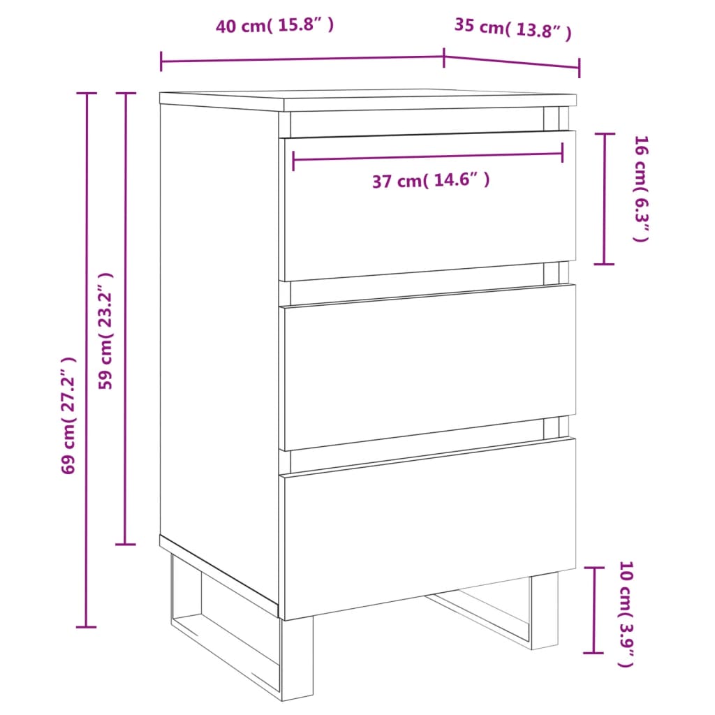 Berkfield Bedside Cabinet Brown Oak 40x35x69 cm Engineered Wood