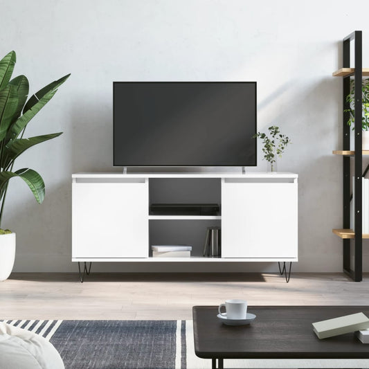 Berkfield TV Cabinet High Gloss White 104x35x50 cm Engineered Wood