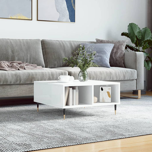 Berkfield Coffee Table High Gloss White 60x60x30 cm Engineered Wood
